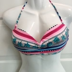 NO BOUNDRIES  PUSH UP PALM TREE SWIM SUIT TOP, NWT